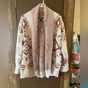 Anthropologie Oliver by Escio Cream and Brown Geometric Cardigan